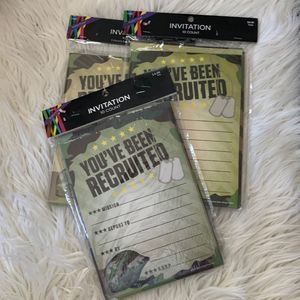 NIB 🎈 3 Pack of Party Invitational Cards in Military Theme